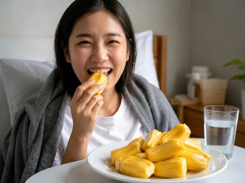 Hình ảnh ăn mít chín gợi niềm vui và những bữa ăn gia đình quen thuộc.